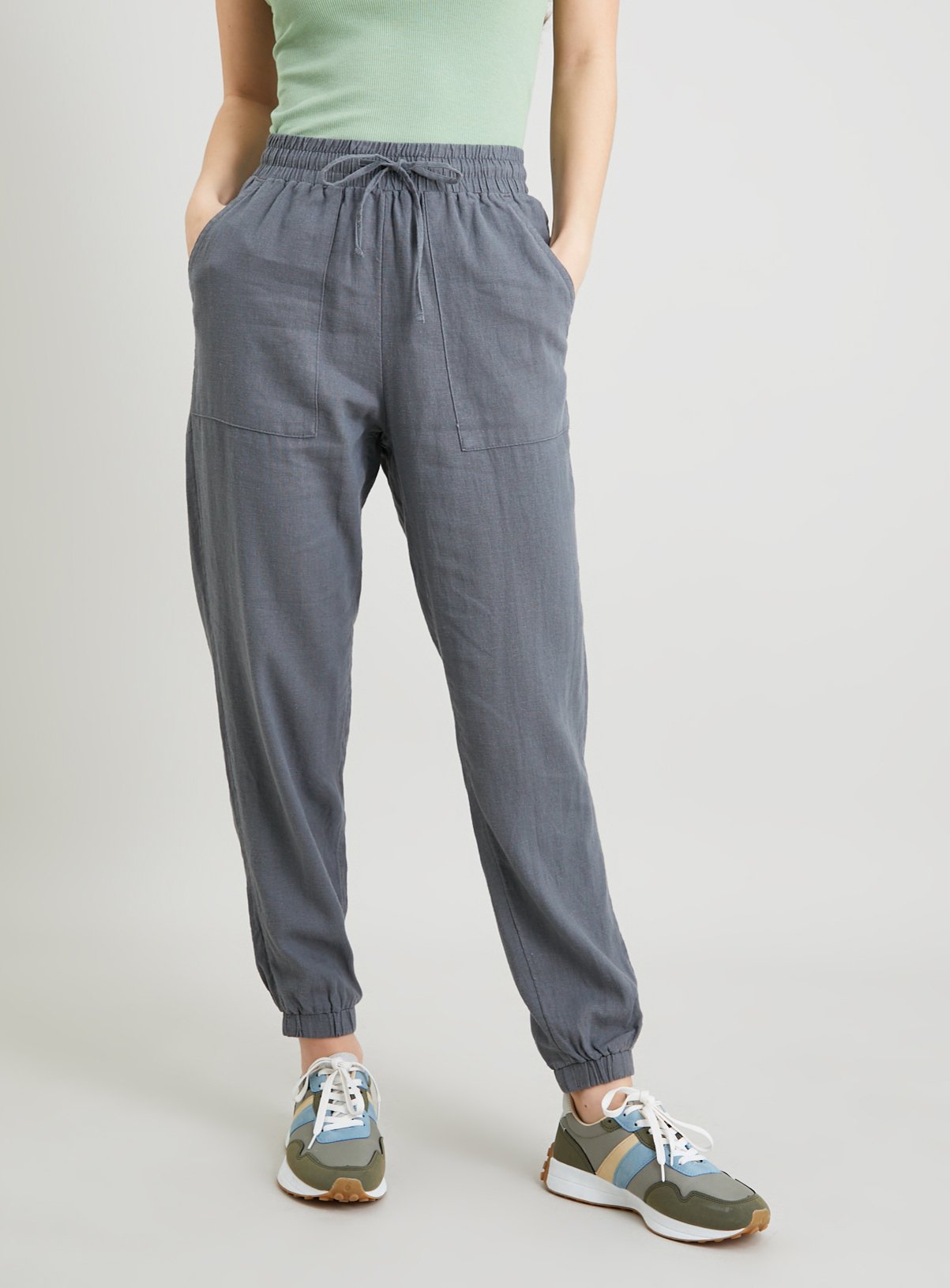 SKU: LINEN JOGGER:Dark Grey:24 - Image 1 thumbnail